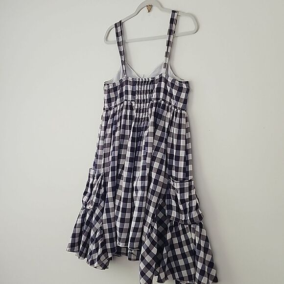 Walter Boho Lagenlook Purple Gingham Cotton Cottagecore V Neck Mini Dress L (F9) - Picture 7 of 14
